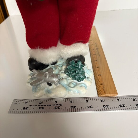 Aviator Santa Figurine Holiday Decor Airplanes Christmas Vintage 16.5" - Picture 7 of 9